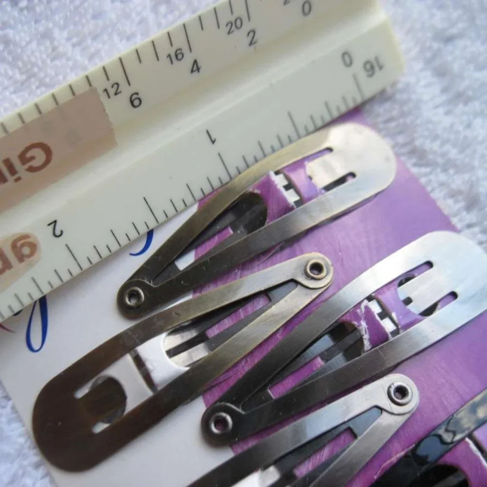 6 Goody Sara Beth Metal Contour Hair Snap Clips Brushed Metal Painted Pink Blue
